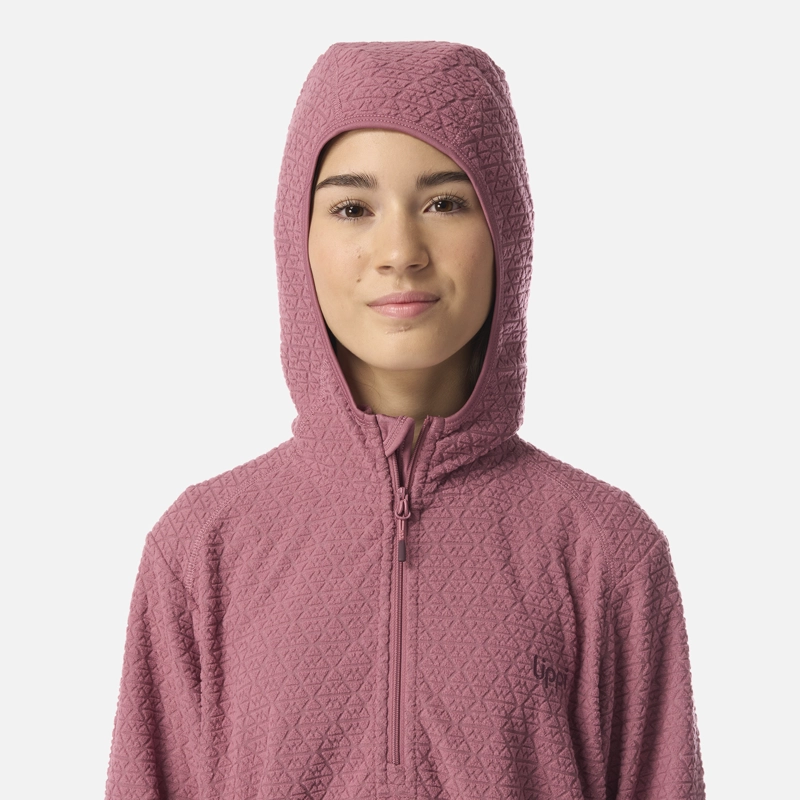 POLERON TEEN GIRL MILD NANO-F 1/4 ZIP HOODY ROSADO OSCURO LIPPI I26 - 4