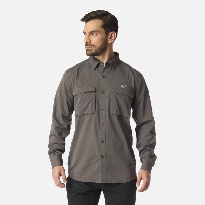 CAMISA HOMBRE ROSSELOT LONG SLEEVE Q-DRY SHIRT GRIS MEDIO LIPPI I26 - 1