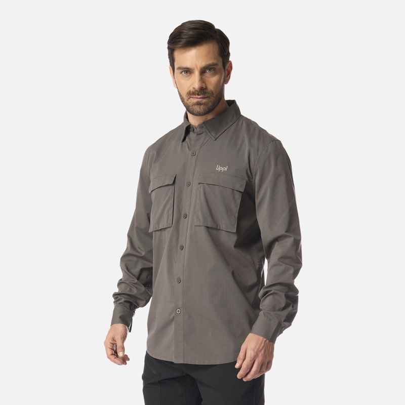 CAMISA HOMBRE ROSSELOT LONG SLEEVE Q-DRY SHIRT GRIS MEDIO LIPPI I26 - 2