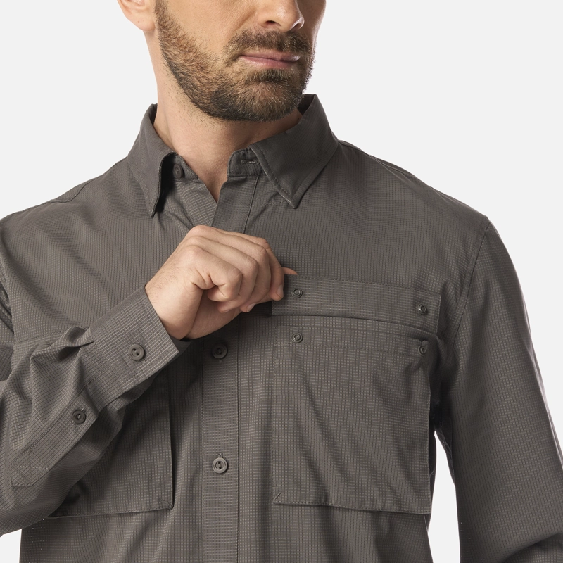 CAMISA HOMBRE ROSSELOT LONG SLEEVE Q-DRY SHIRT GRIS MEDIO LIPPI I26 - 4