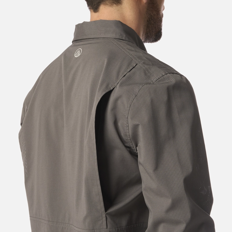 CAMISA HOMBRE ROSSELOT LONG SLEEVE Q-DRY SHIRT GRIS MEDIO LIPPI I26 - 5