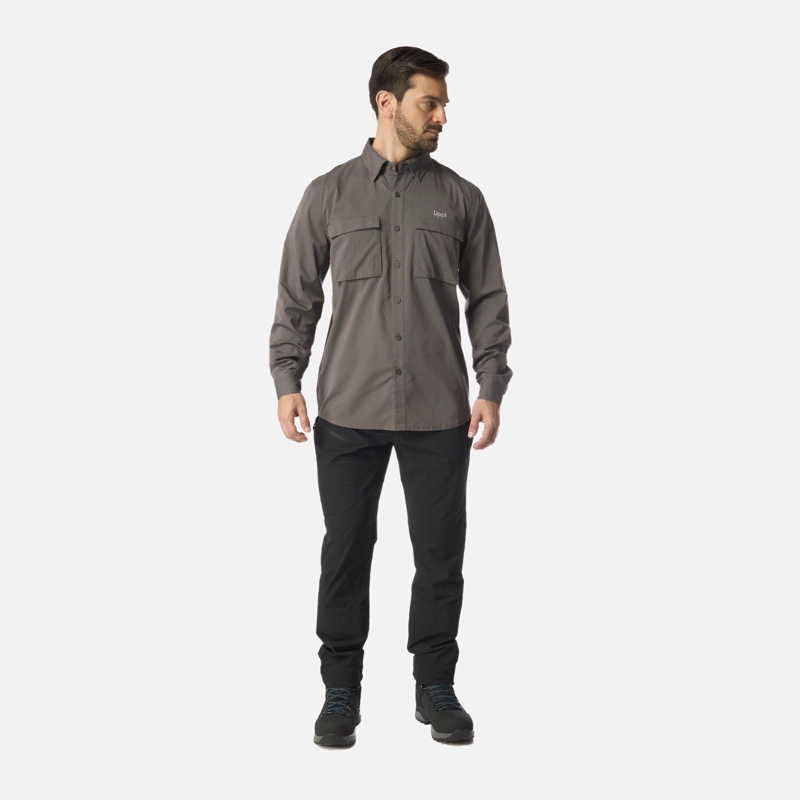 CAMISA HOMBRE ROSSELOT LONG SLEEVE Q-DRY SHIRT GRIS MEDIO LIPPI I26 - 6
