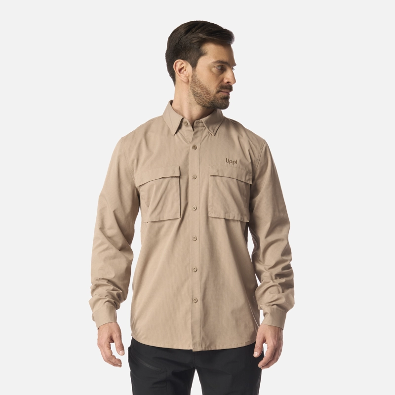 CAMISA HOMBRE ROSSELOT LONG SLEEVE Q-DRY SHIRT CANELA LIPPI I26 - 1
