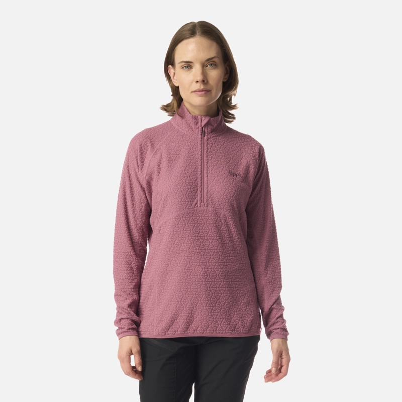 POLERON MUJER JACARANDA NANO-F 1/4 ZIP ROSA OSCURO LIPPI I26 - 1