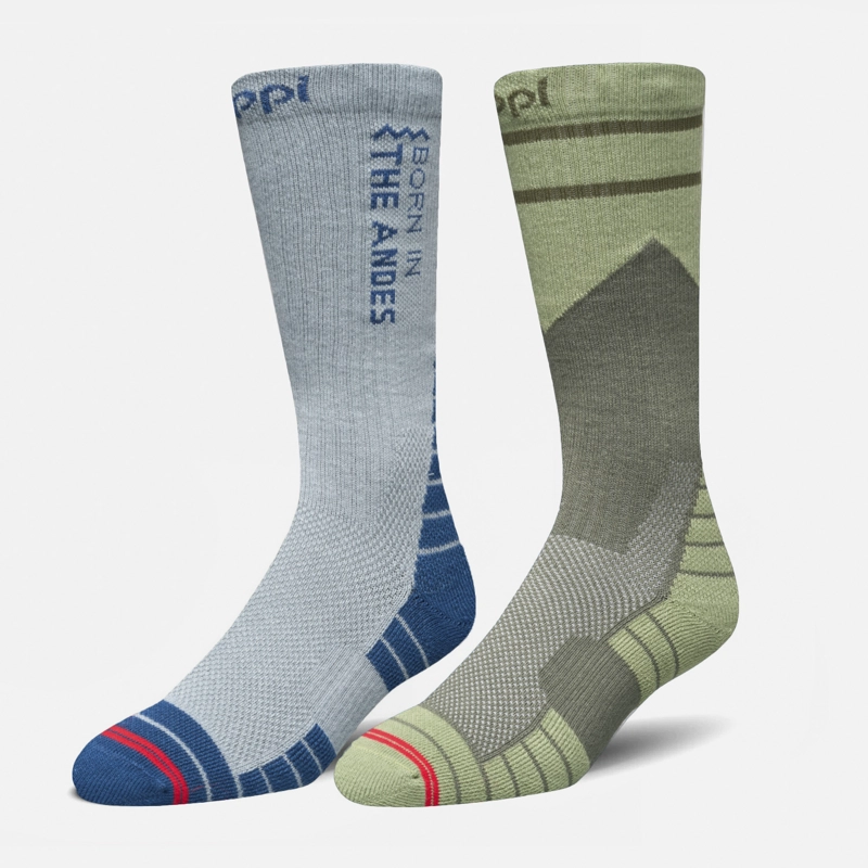 CALCETIN HOMBRE DUO TREKKING LIGHT PACK GRIS / VERDE MUSGO LIPPI I26 - 1