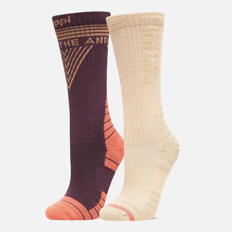 CALCETIN MUJER DUO TREKKING LIGHT PACK BEIGE / MORADO OSCURO LIPPI I26 - 1