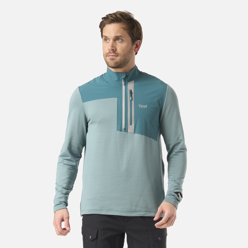 POLERON HOMBRE KAROVA NANO-F 1/4 ZIP TURQUESA LIPPI V26 - 1