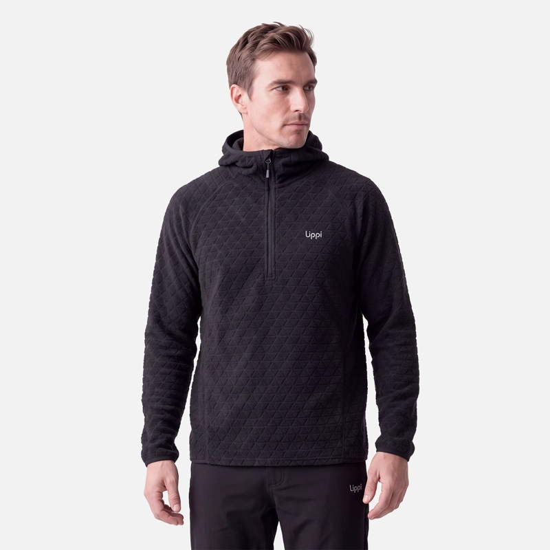 POLERON HOMBRE JACARANDA NANO-F 1/4 ZIP HOODY NEGRO LIPPI V27 - 1