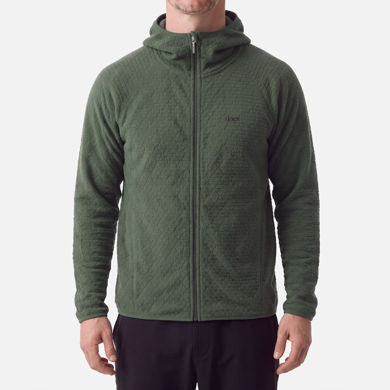 POLERON HOMBRE JACARANDA NANO-F FULL ZIP HOODY VERDE MILITAR LIPPI V27 - 3