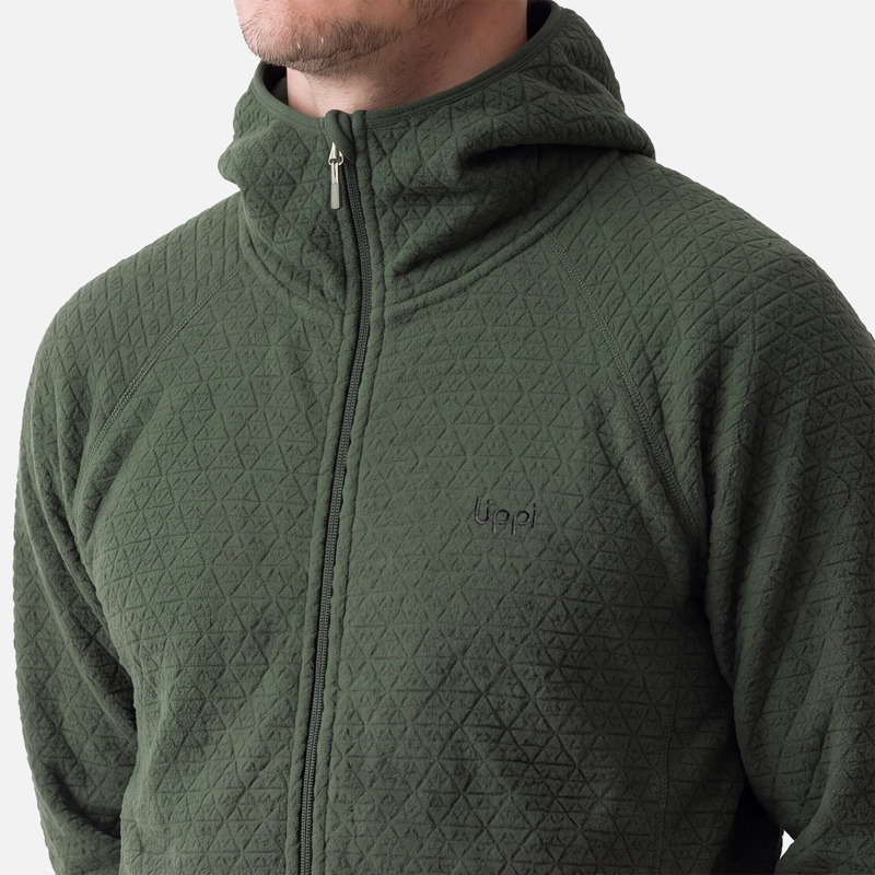 POLERON HOMBRE JACARANDA NANO-F FULL ZIP HOODY VERDE MILITAR LIPPI V27 - 4