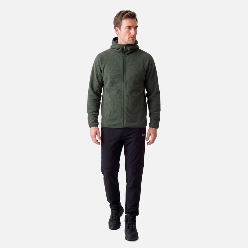 POLERON HOMBRE JACARANDA NANO-F FULL ZIP HOODY VERDE MILITAR LIPPI V27 - 5