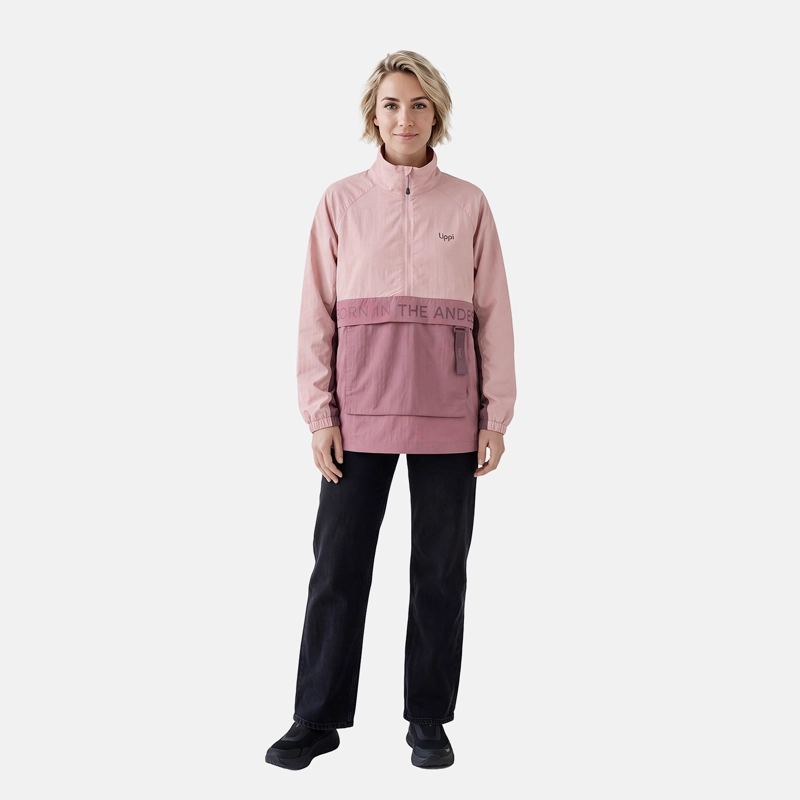 CHAQUETA MUJER WINDCITY WINDBREAKER 1/4 ZIP JACKET ROSA OSCURO LIPPI V27 - 3