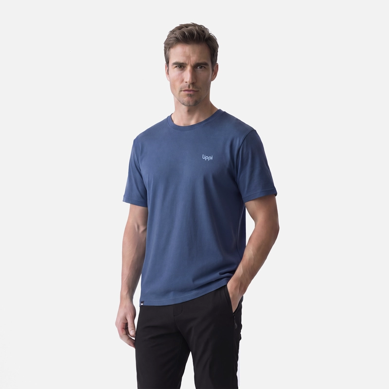 POLERA HOMBRE ULMO BACK PRINT T-SHIRT AZUL OSCURO LIPPI V27 - 1