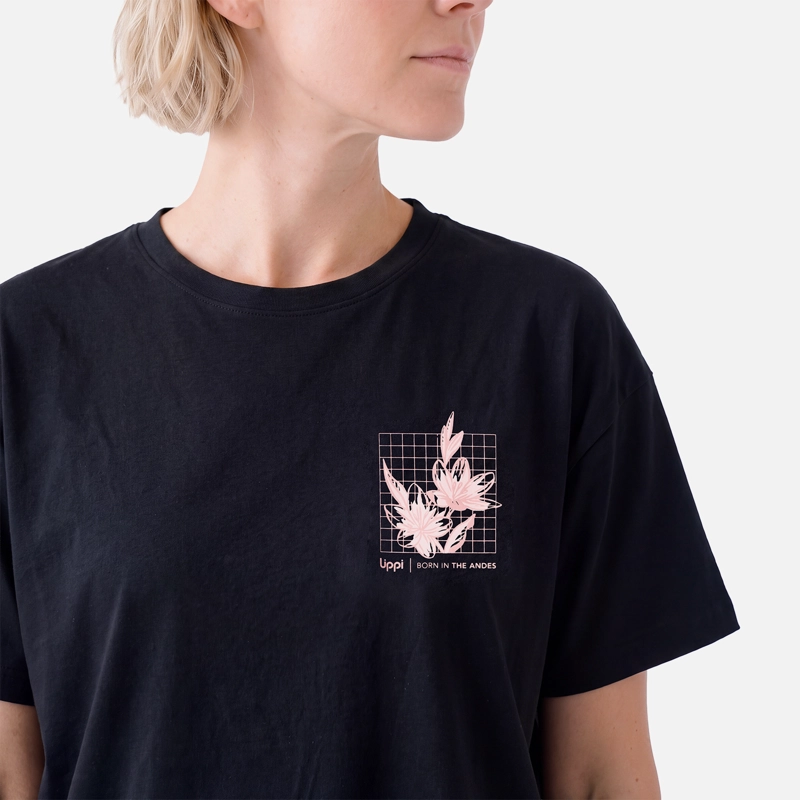 POLERA MUJER ULMO FRONT PRINT SORONA T-SHIRT NEGRO LIPPI V27 - 4