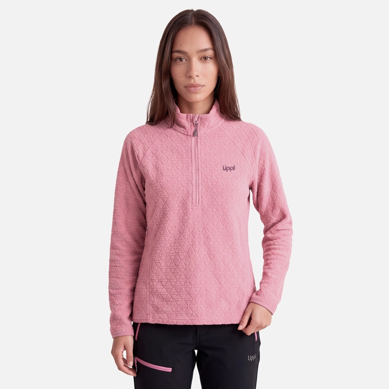 POLERON MUJER JACARANDA NANO-F 1/4 ZIP ROSA OSCURO LIPPI V27 - 1