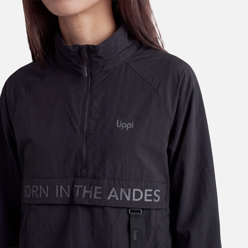 CHAQUETA MUJER WINDCITY WINDBREAKER 1/4 ZIP JACKET NEGRO LIPPI V27 - 3