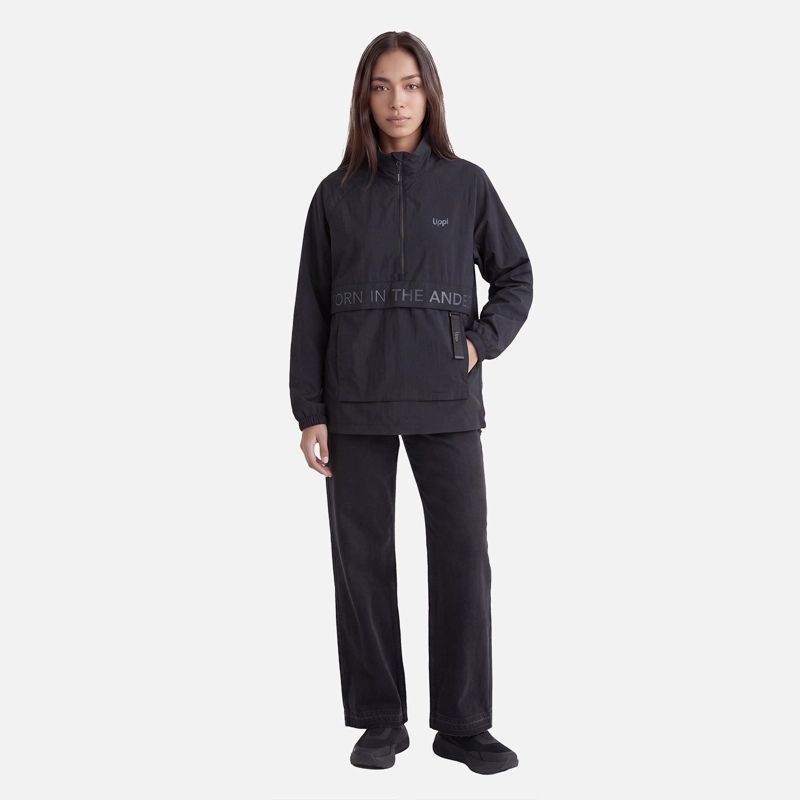 CHAQUETA MUJER WINDCITY WINDBREAKER 1/4 ZIP JACKET NEGRO LIPPI V27 - 4