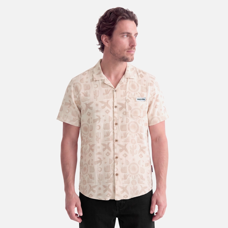 CAMISA HOMBRE LINAJE PRINT TAUPE HAKA HONU V27 - 1