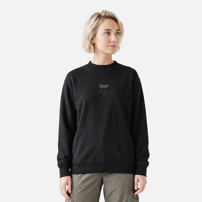POLERON MUJER ULMO CREWNECK SWEATSHIRT NEGRO LIPPI V27 - 1