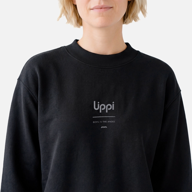 POLERON MUJER ULMO CREWNECK SWEATSHIRT NEGRO LIPPI V27 - 4