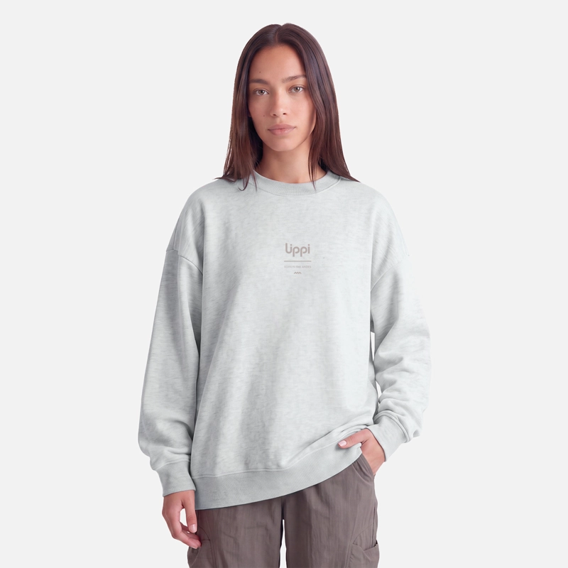POLERON MUJER ULMO CREWNECK SWEATSHIRT GRIS MELANGE LIPPI V27 - 1