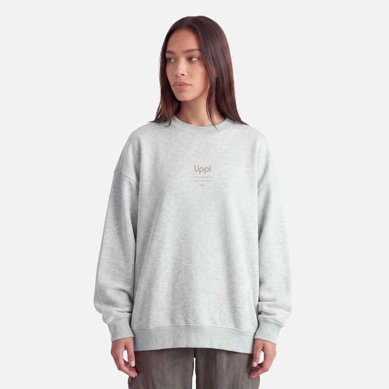 POLERON MUJER ULMO CREWNECK SWEATSHIRT GRIS MELANGE LIPPI V27 - 3
