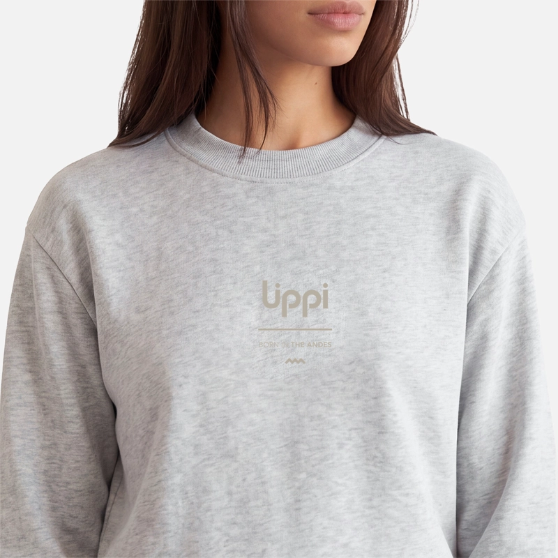 POLERON MUJER ULMO CREWNECK SWEATSHIRT GRIS MELANGE LIPPI V27 - 4