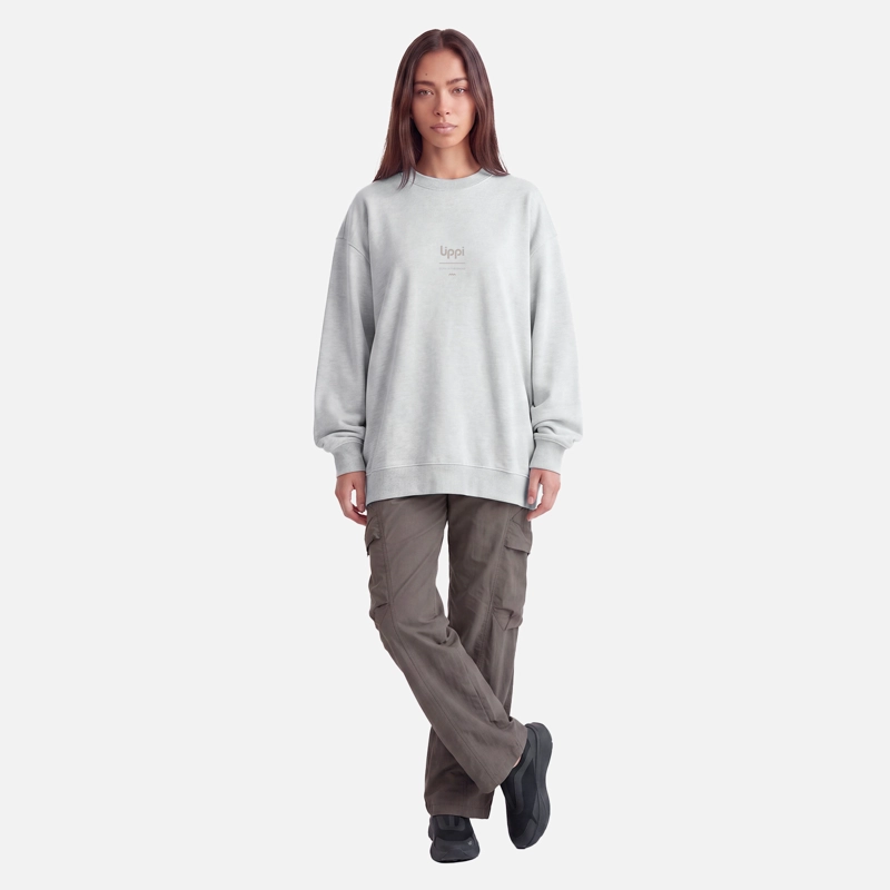 POLERON MUJER ULMO CREWNECK SWEATSHIRT GRIS MELANGE LIPPI V27 - 5