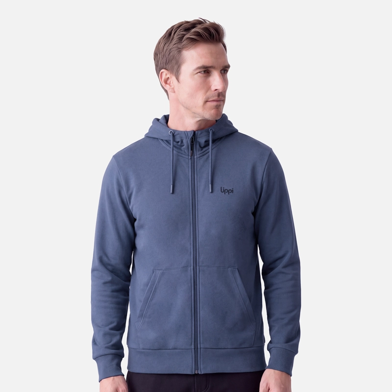 POLERON HOMBRE ULMO FULL ZIP HOODY SWEATSHIRT AZUL OSCURO LIPPI V27 - 1