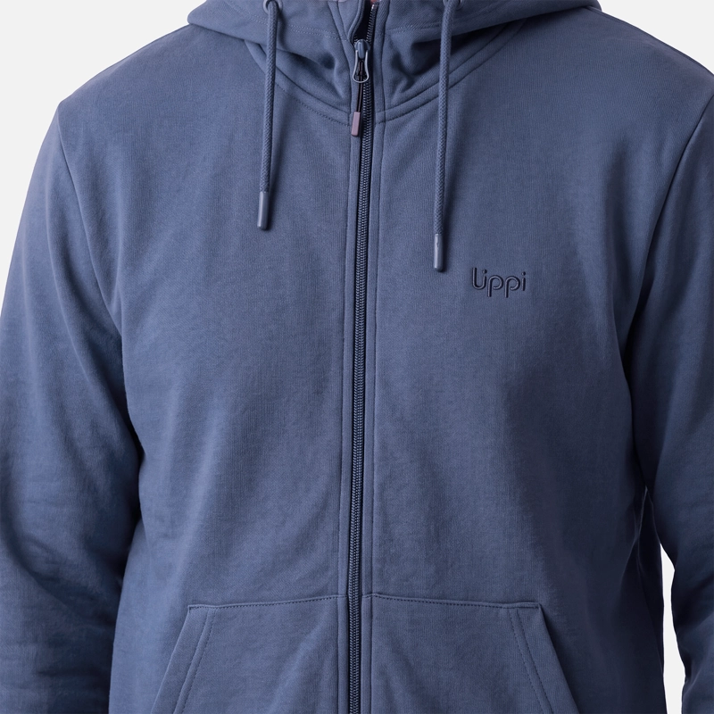 POLERON HOMBRE ULMO FULL ZIP HOODY SWEATSHIRT AZUL OSCURO LIPPI V27 - 3