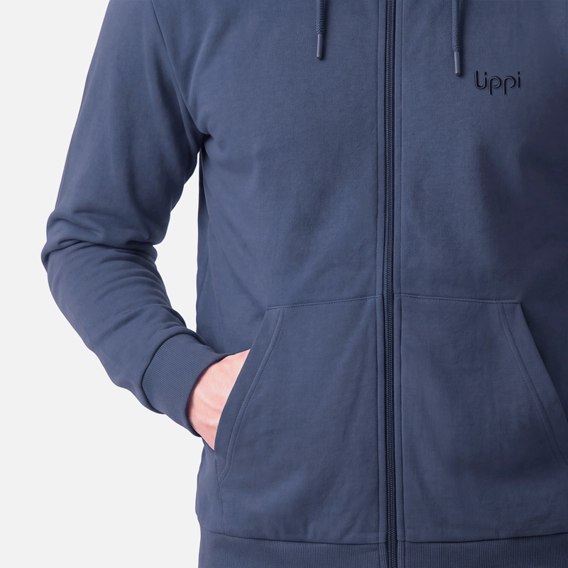POLERON HOMBRE ULMO FULL ZIP HOODY SWEATSHIRT AZUL OSCURO LIPPI V27 - 4