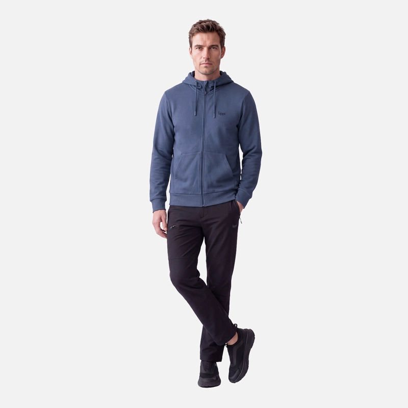 POLERON HOMBRE ULMO FULL ZIP HOODY SWEATSHIRT AZUL OSCURO LIPPI V27 - 5