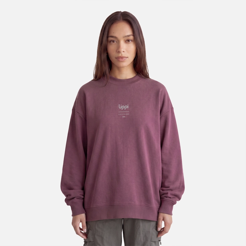 POLERON MUJER ULMO CREWNECK SWEATSHIRT VINO LIPPI V27 - 1
