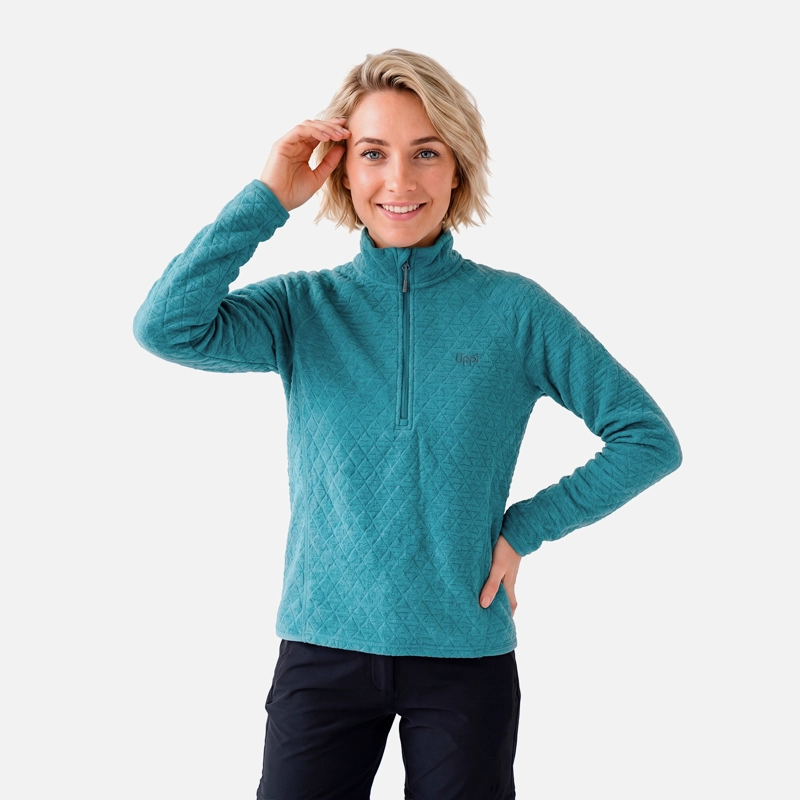 POLERON MUJER JACARANDA NANO-F 1/4 ZIP PETROLEO CLARO LIPPI V27 - 1