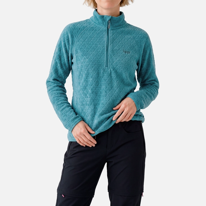 POLERON MUJER JACARANDA NANO-F 1/4 ZIP PETROLEO CLARO LIPPI V27 - 2