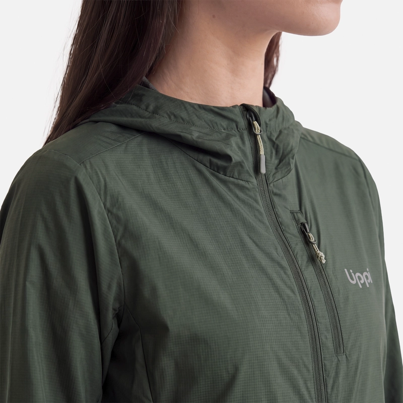 CHAQUETA MUJER NIGHTFALL SL WINDBREAKER HOODY JACKET VERDE MILITAR LIPPI V27 - 3