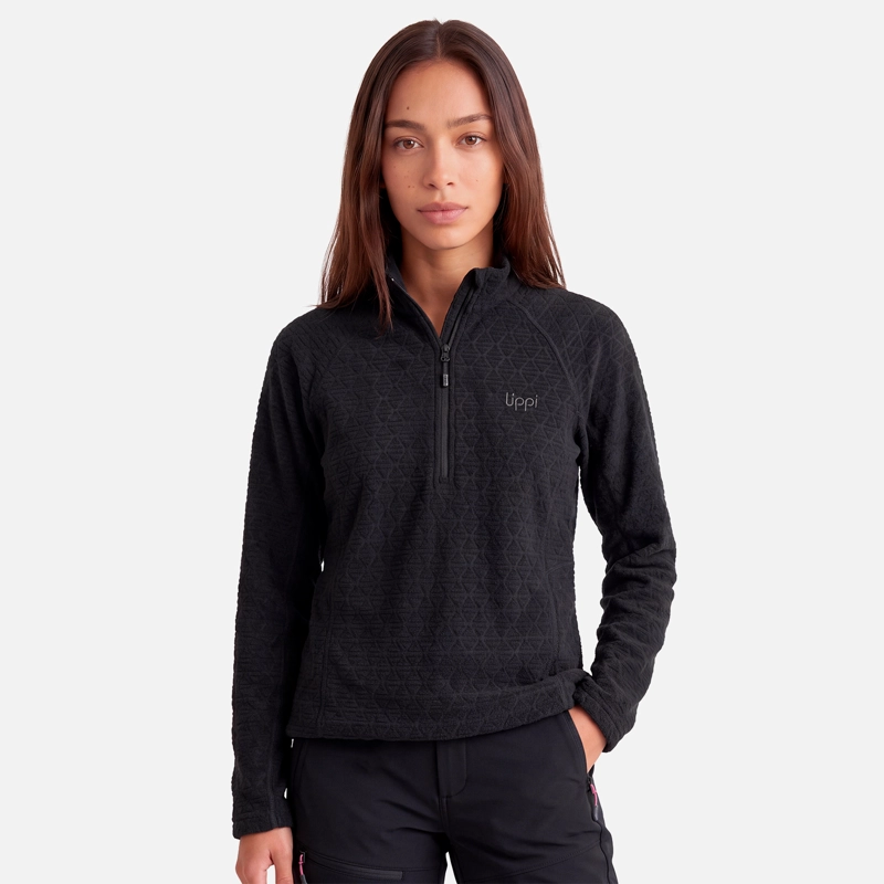 POLERON MUJER JACARANDA NANO-F 1/4 ZIP NEGRO LIPPI V27 - 1