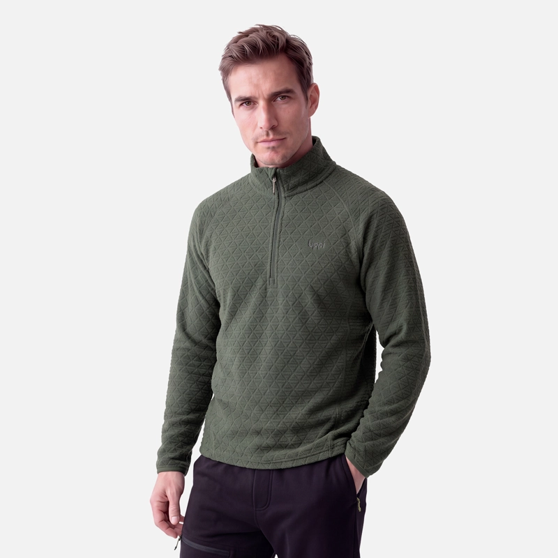 POLERON HOMBRE JACARANDA NANO-F 1/4 ZIP VERDE MILITAR LIPPI V27 - 1