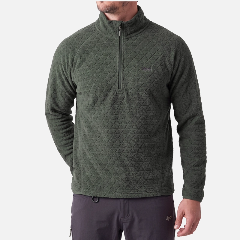 POLERON HOMBRE JACARANDA NANO-F 1/4 ZIP VERDE MILITAR LIPPI V27 - 2