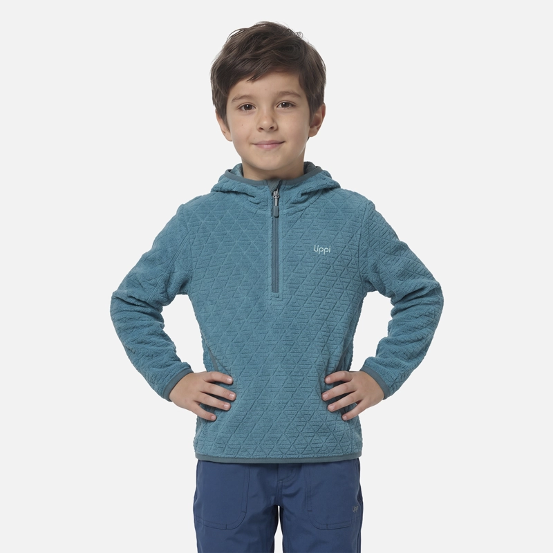POLERON NIÑO SALTAMONTES NANO-F 1/4 ZIP HOODY PETROLEO CLARO LIPPI V27 - 1
