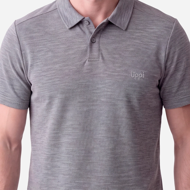 POLERA HOMBRE B-CLASSIC SEAMLESS POLO GRIS MELANGE LIPPI V27 - 2