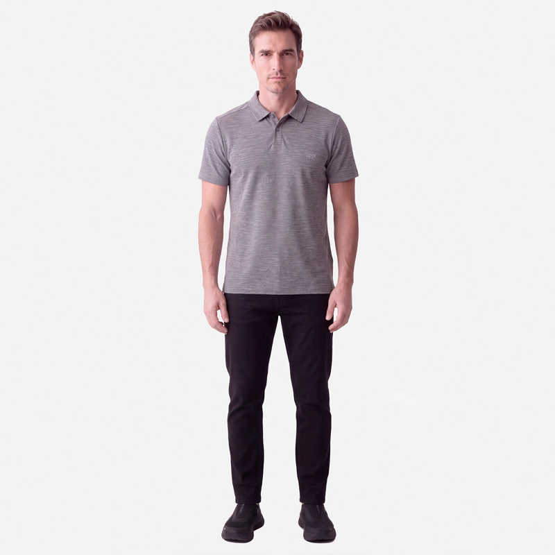 POLERA HOMBRE B-CLASSIC SEAMLESS POLO GRIS MELANGE LIPPI V27 - 3