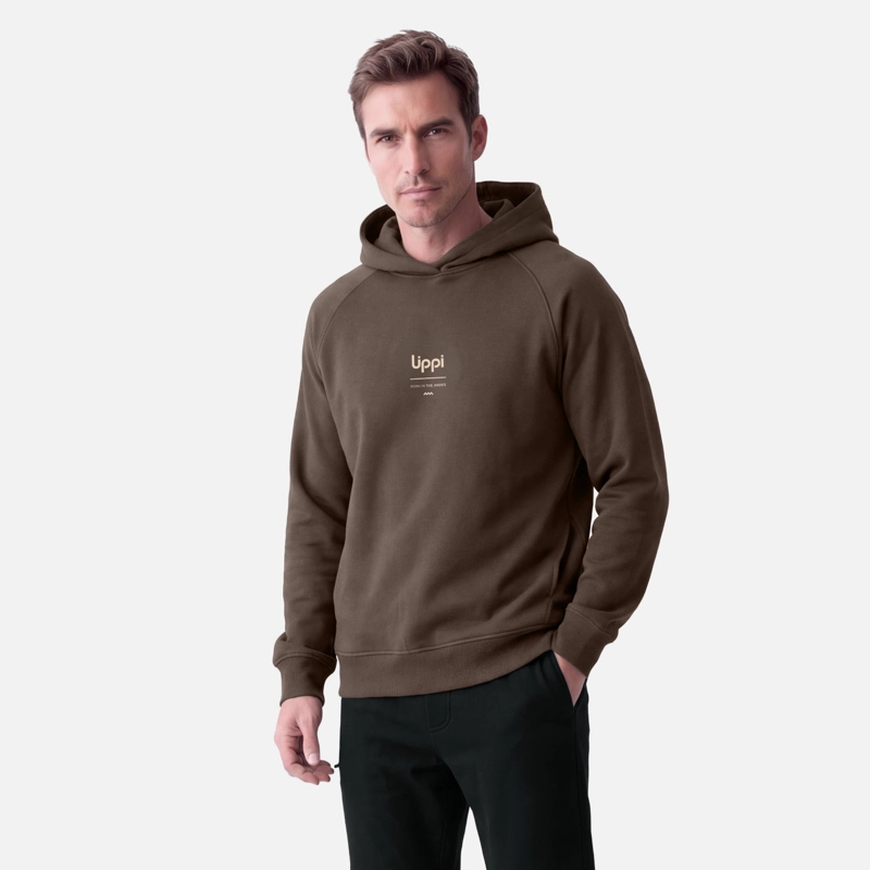 POLERON HOMBRE ULMO BACK PRINT HOODY SWEATSHIRT  CAFE LIPPI V27 - 1