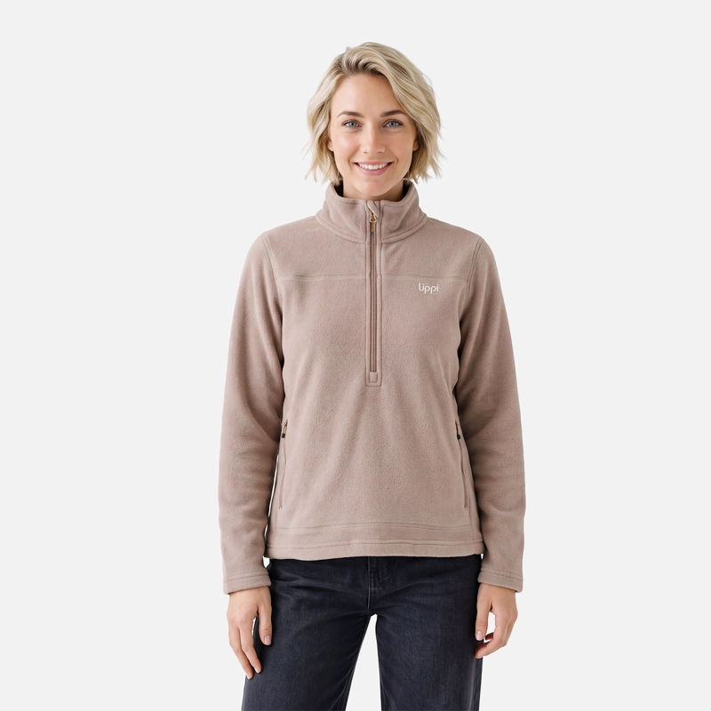 POLAR MUJER ELEMENTAL THERM-PRO 1/4 ZIP CANELA LIPPI V27 - 1