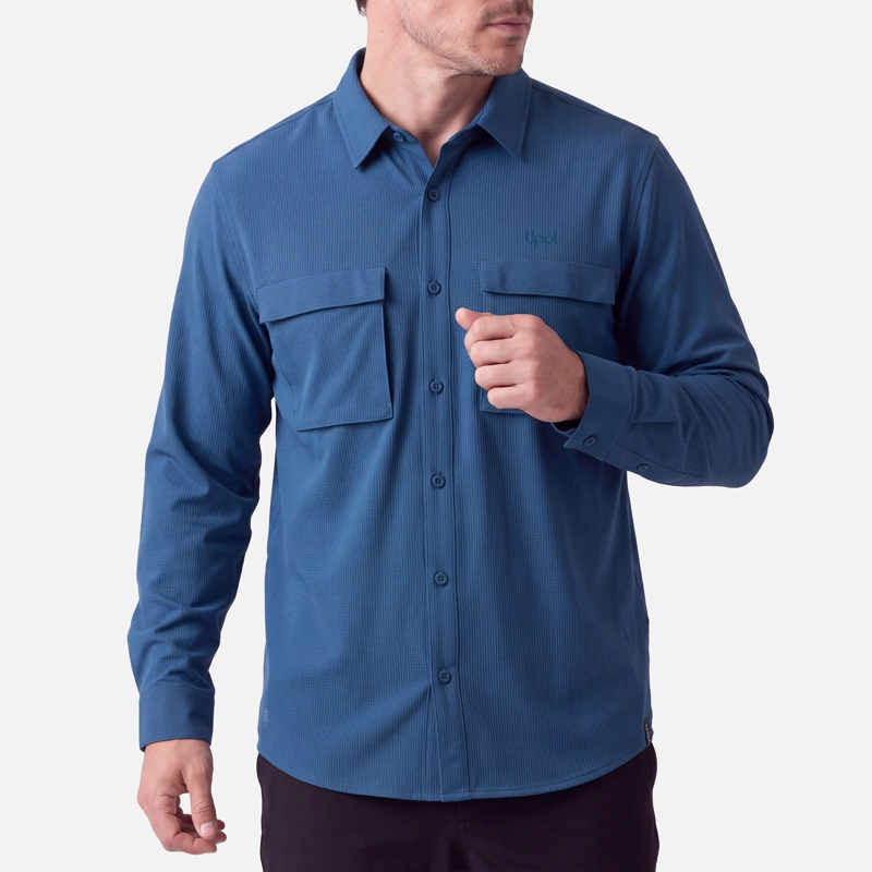 CAMISA HOMBRE ROSSELOT LONG SLEEVE Q-DRY SHIRT AZUL OSCURO LIPPI V27 - 2