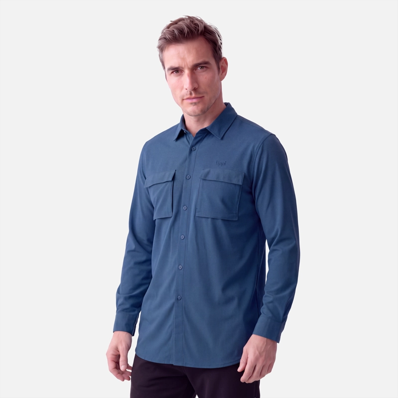 CAMISA HOMBRE ROSSELOT LONG SLEEVE Q-DRY SHIRT AZUL OSCURO LIPPI V27 - 2
