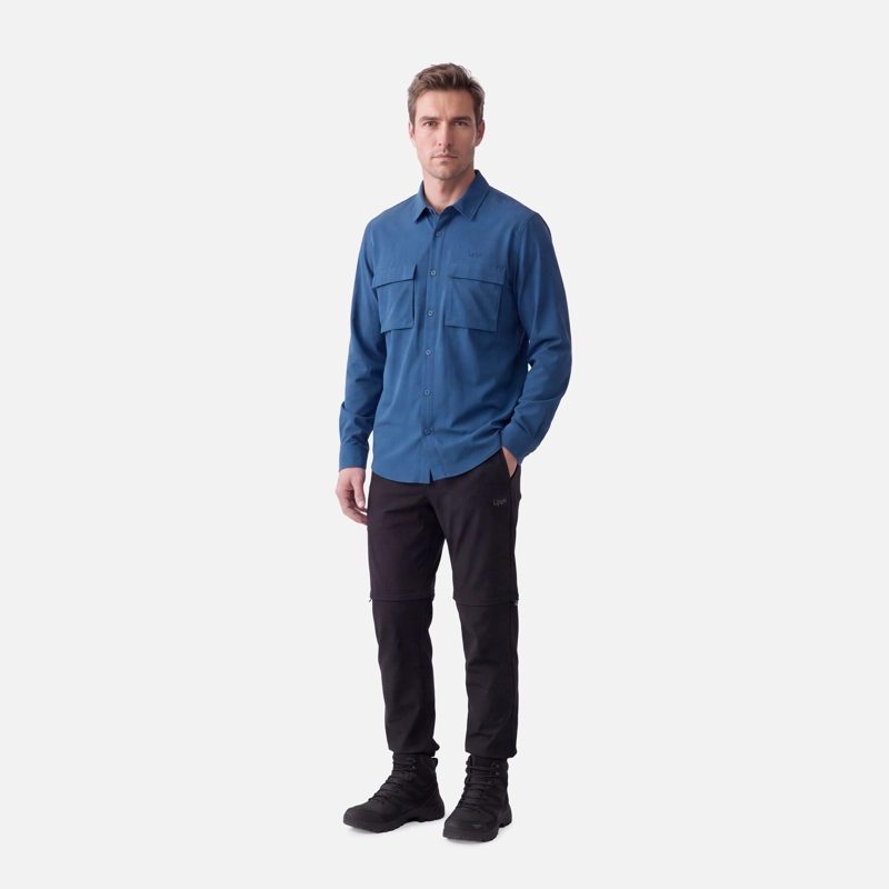 CAMISA HOMBRE ROSSELOT LONG SLEEVE Q-DRY SHIRT AZUL OSCURO LIPPI V27 - 3