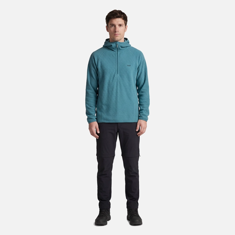 POLERON HOMBRE JACARANDA NANO-F 1/4 ZIP HOODY PETROLEO CLARO LIPPI V27 - 3