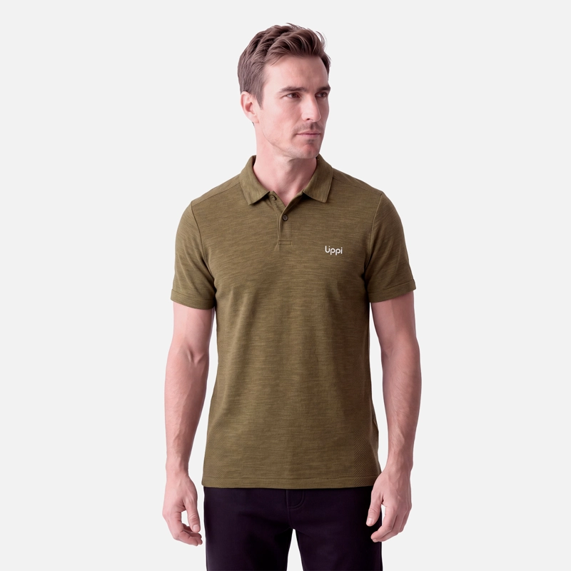 POLERA HOMBRE B-CLASSIC SEAMLESS POLO VERDE OLIVA LIPPI V27 - 1