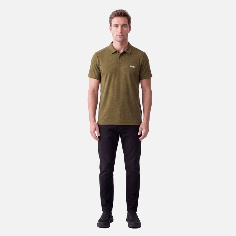 POLERA HOMBRE B-CLASSIC SEAMLESS POLO VERDE OLIVA LIPPI V27 - 3
